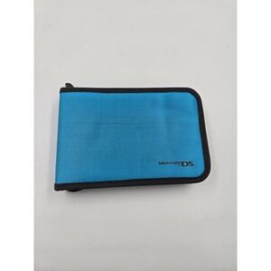 Nintendo DS Carrying Case Blue Nylon Travel Organizer Bag Game Storage Zip Pouch
